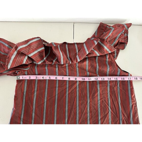 Joa Blouse Women Size S Burnt Orange Brown Off Shoulder Ruffle 100% Cotton - Picture 4 of 6